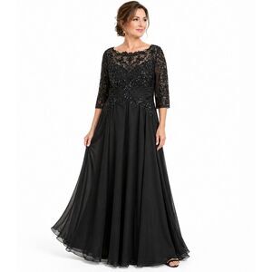 JJ House Black Lace Sequin Formal Gown Mother Bride Dress 12